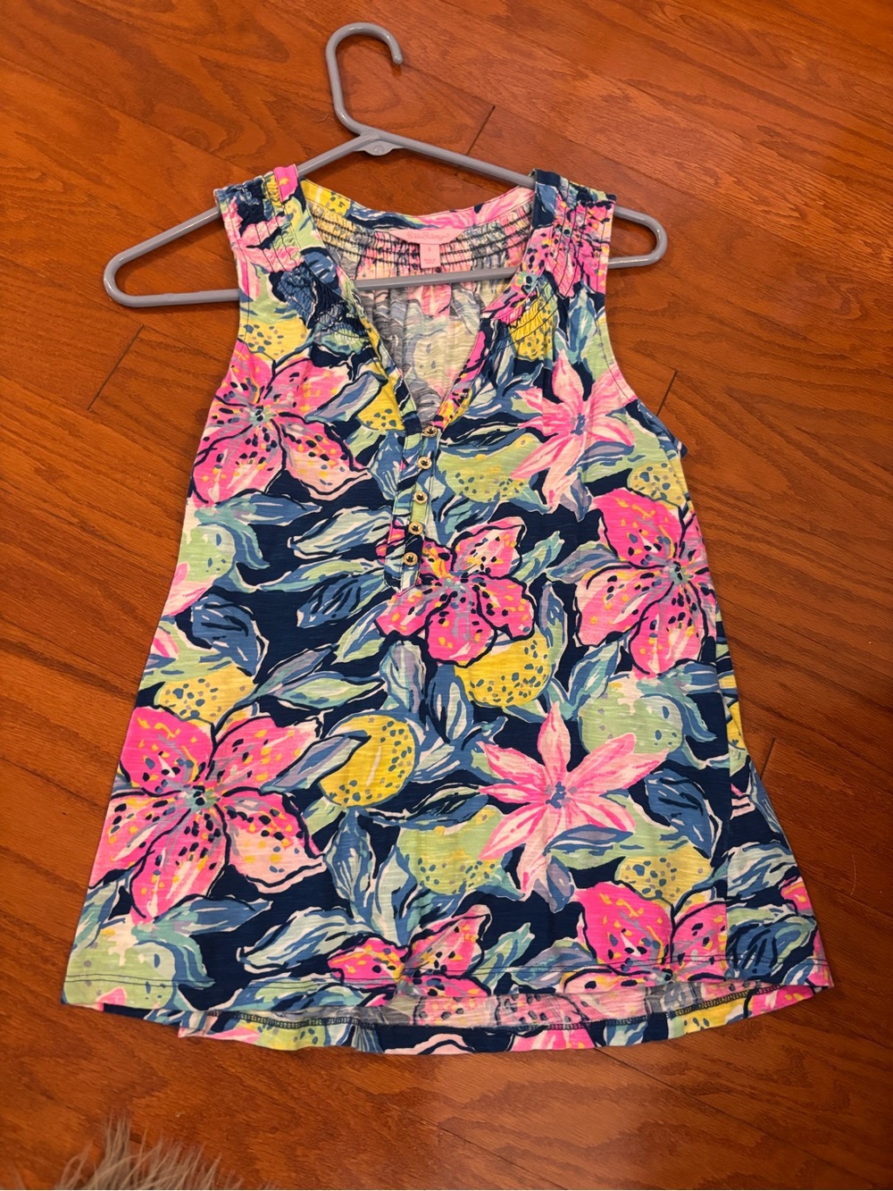 Lilly Pulitzer Sleeveless Floral Top - Pink & Navy